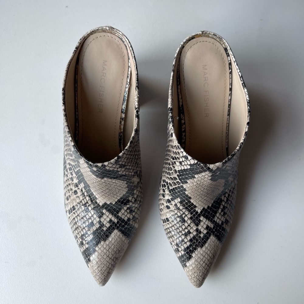 Marc Fisher Snake Mule Block Heels - image 4
